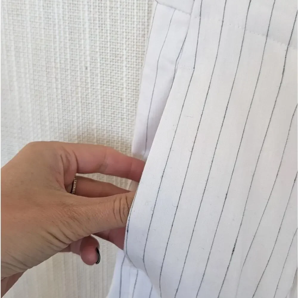 J.Crew Pleated Tapered Pant in Pinstripe Linen-Viscose Blend CN780 Womens 6 NWT